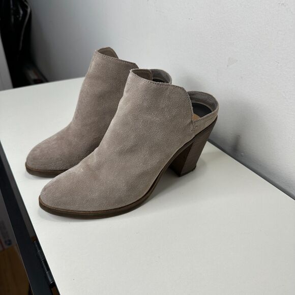 Dolce Vita Gray Selene Suede Almond toe Slide On Mule Bootie Block Heels 7.5 - Picture 5 of 15